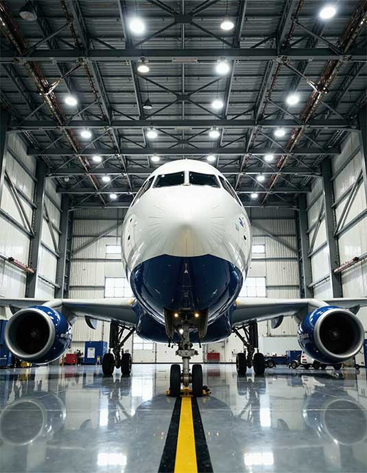 Avion dans un entrepôt aéronautique – accompagnement stratégique d’AeroFusion pour la cession et reprise d’entreprises industrielles